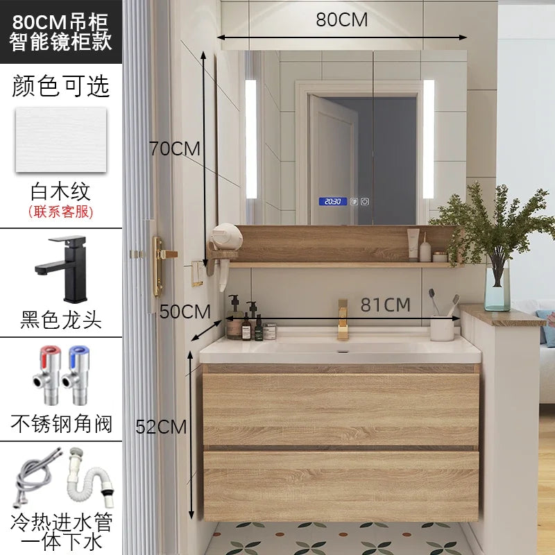 Storage Organizer Bathroom Vanity Cabinet Sink White Space Saving Bathroom Shelf Display Mirror Meuble Salle De Bain Furniture