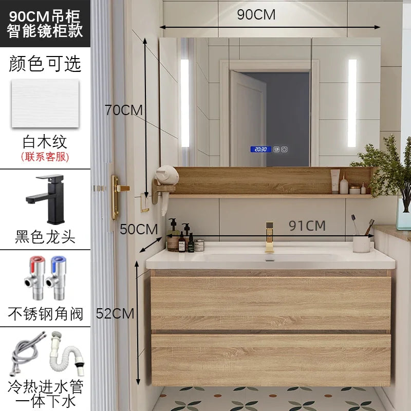Storage Organizer Bathroom Vanity Cabinet Sink White Space Saving Bathroom Shelf Display Mirror Meuble Salle De Bain Furniture